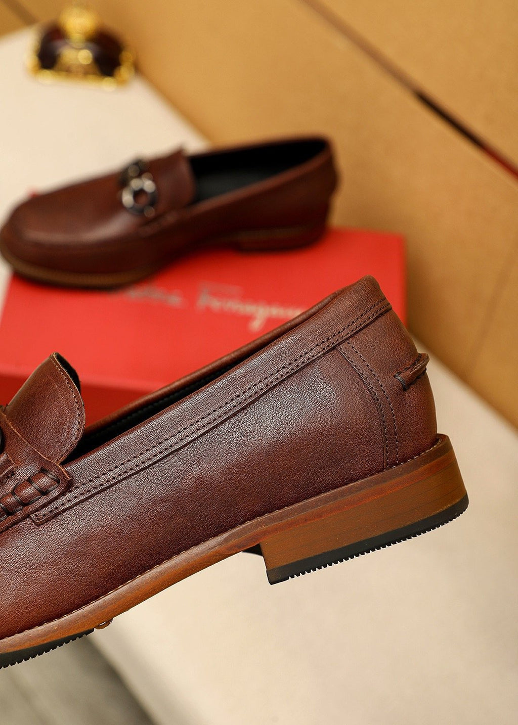 微商相册测试鞋子-Salvatore Ferragamo Leather Bit Loafers — back