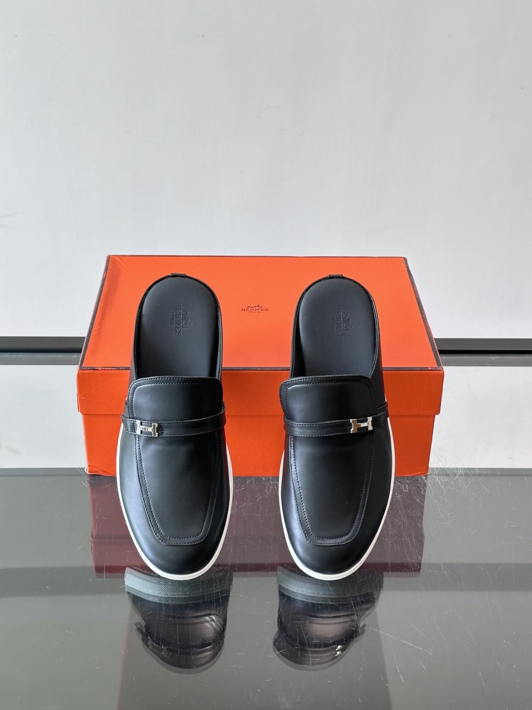 Hermès H-Accent Slip-On Mules — front