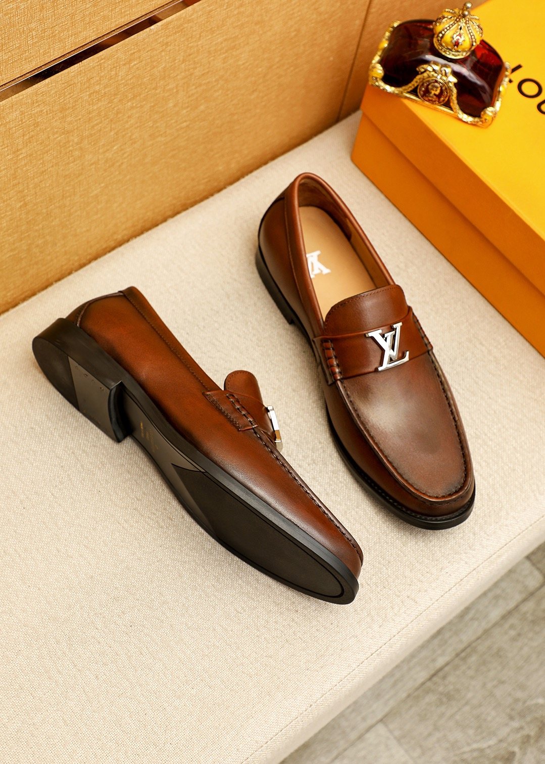 Louis Vuitton Leather Hardware Loafers — front