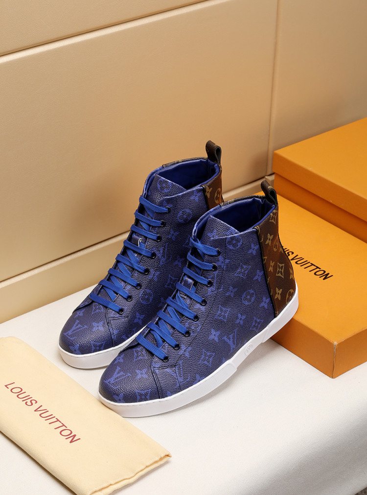 Louis Vuitton Monogram-Pattern High-Top Sneakers — front