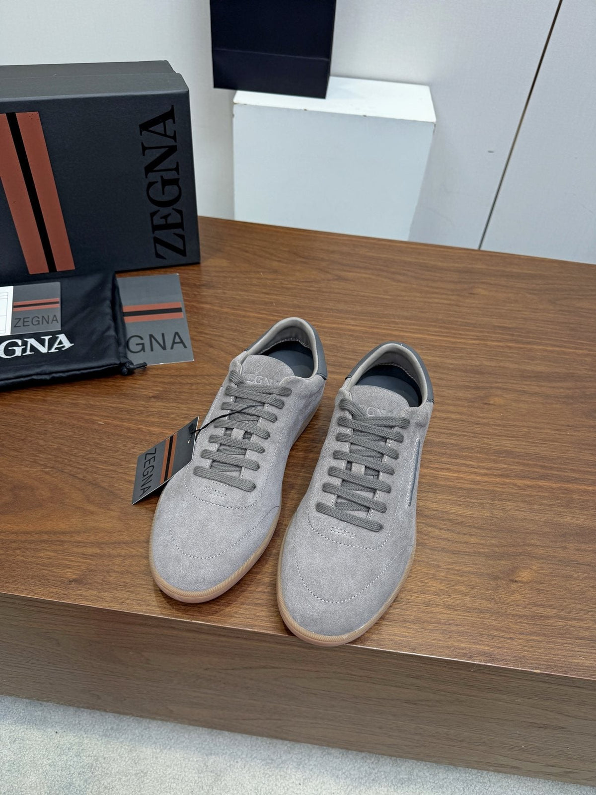 Zegna Suede Low-Top Sneakers — front