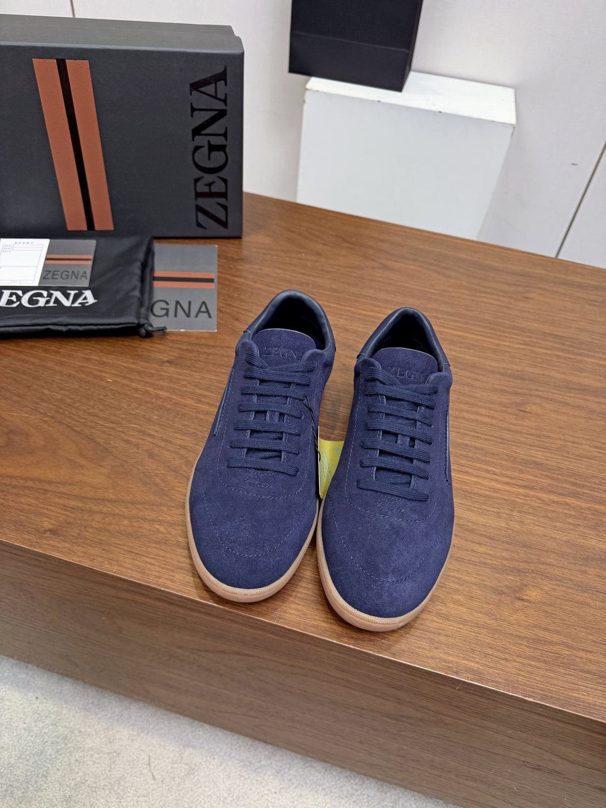 Zegna Suede Low-Top Sneakers — front