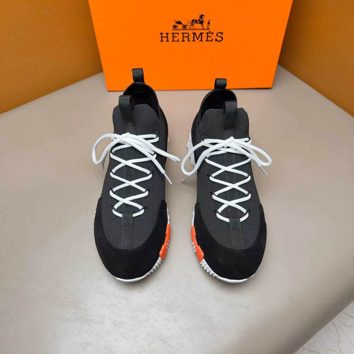 Hermès Layered Knit Sneakers — front