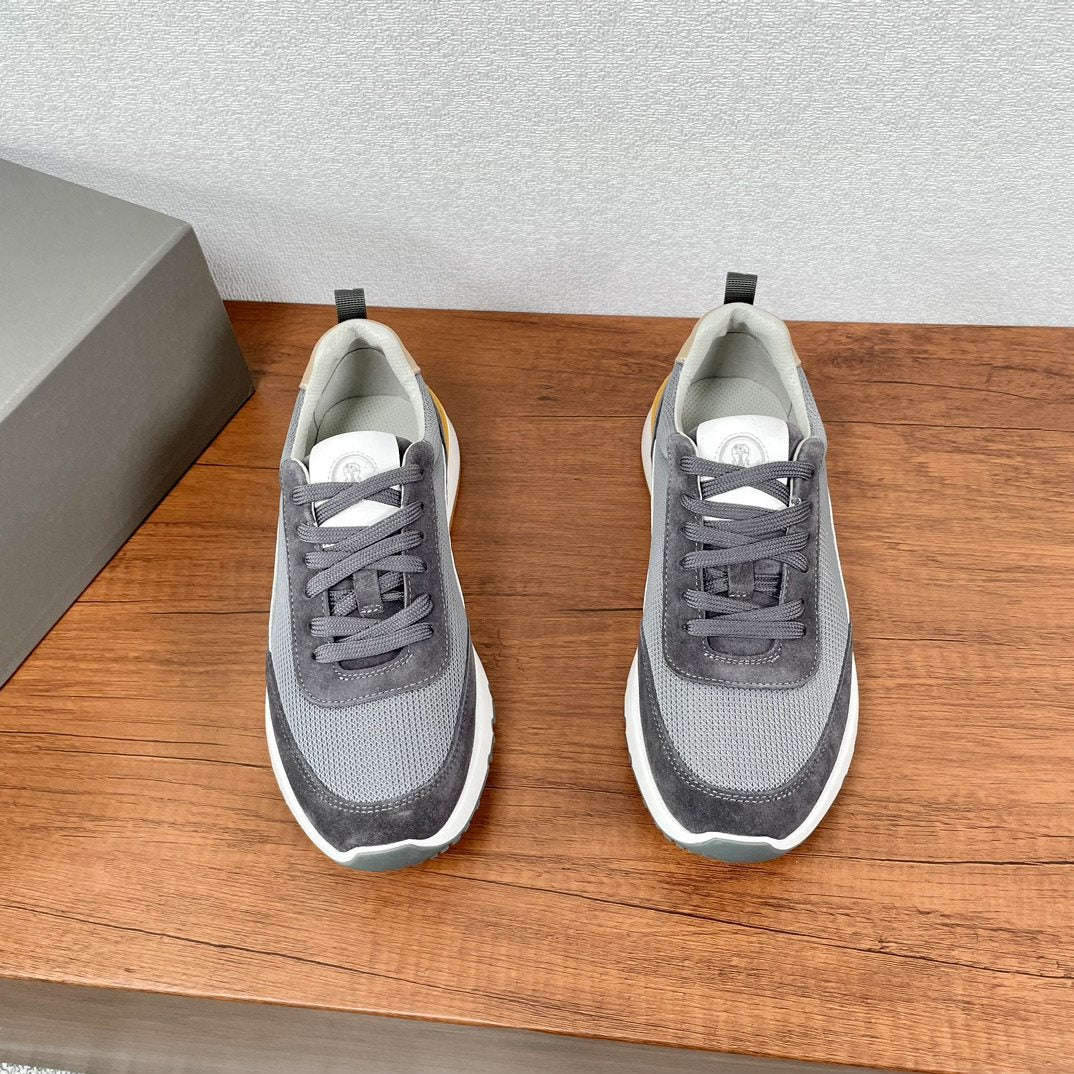 Brunello Cucinelli Knit Panel Low-Top Sneakers — front