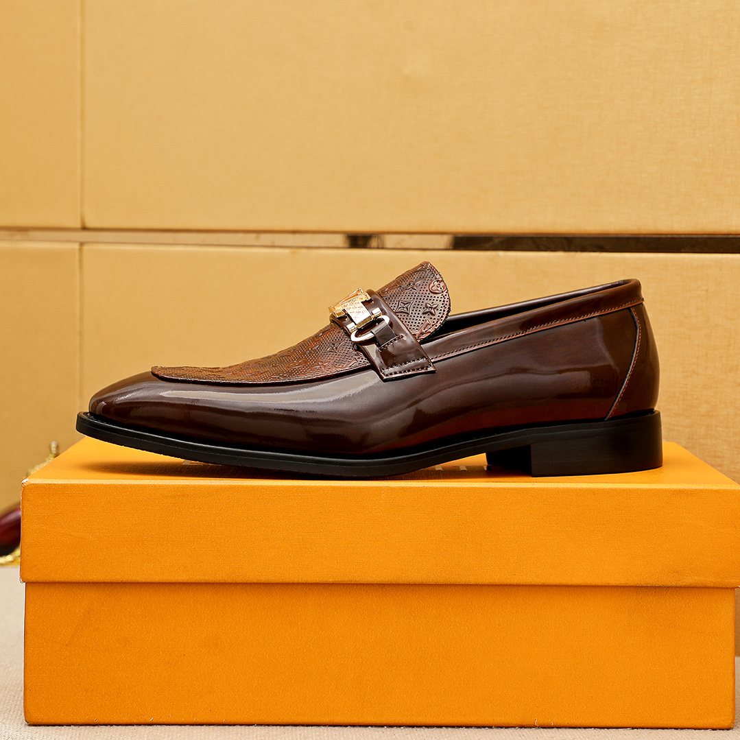 Louis Vuitton Embossed Buckle Loafers — side