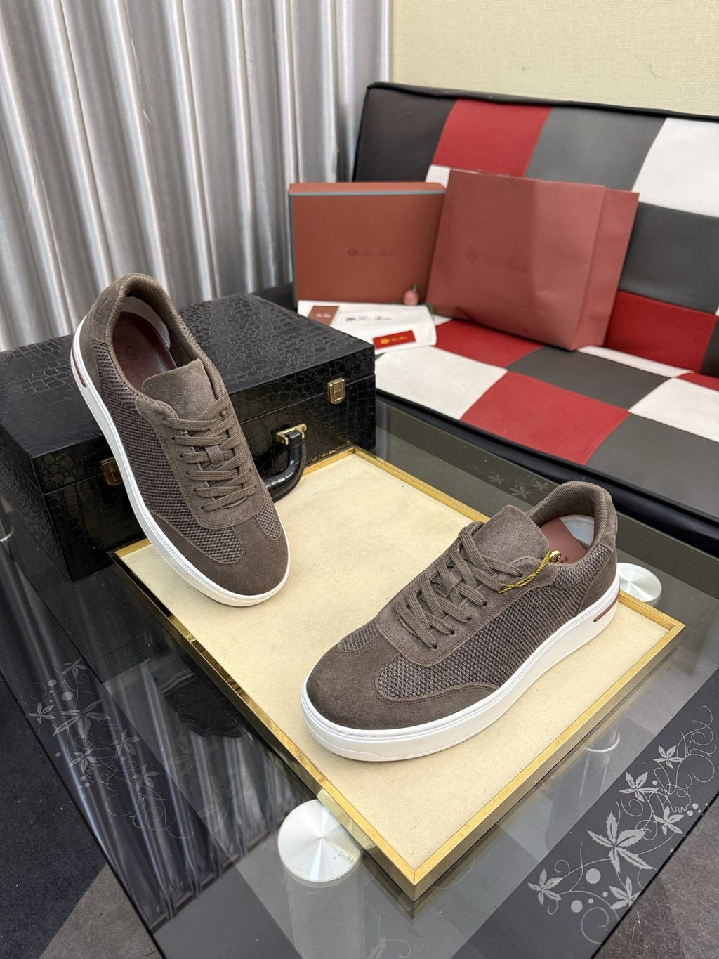 Textured Low-Top Sneakers — front