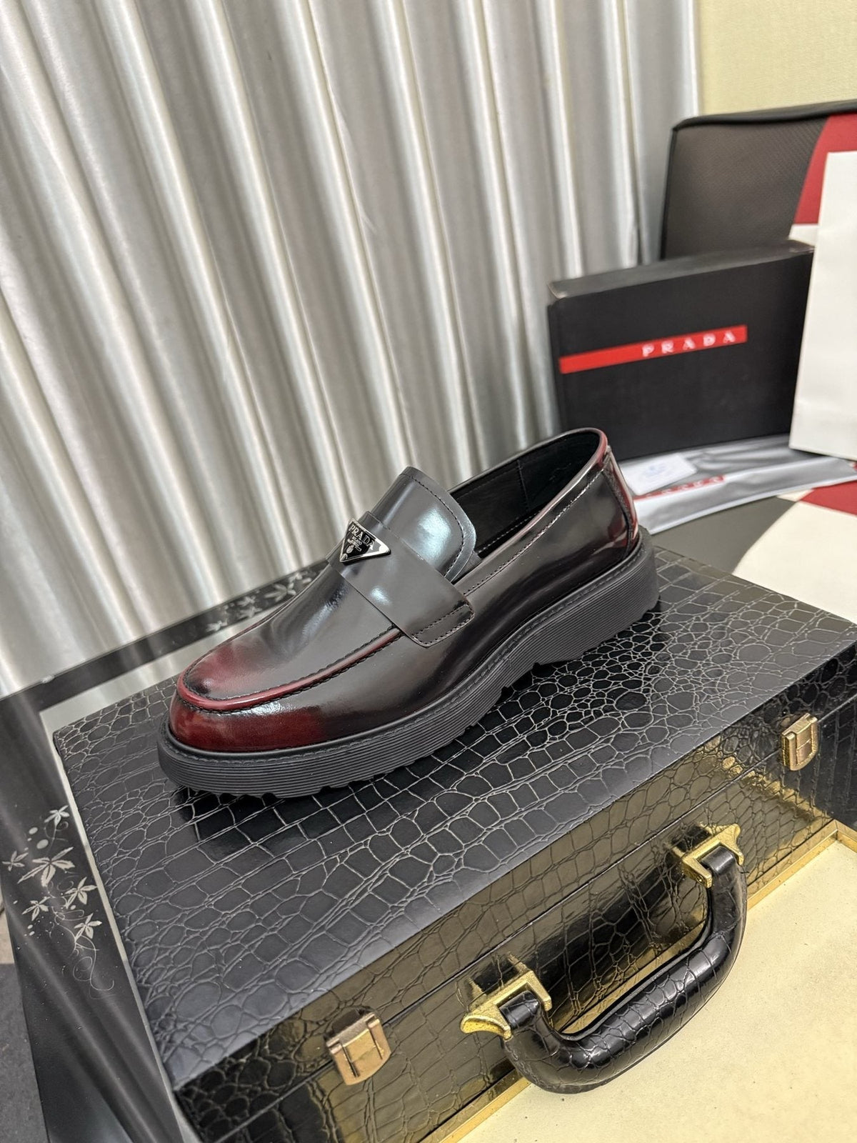 Prada Triangle Plaque Loafers — front