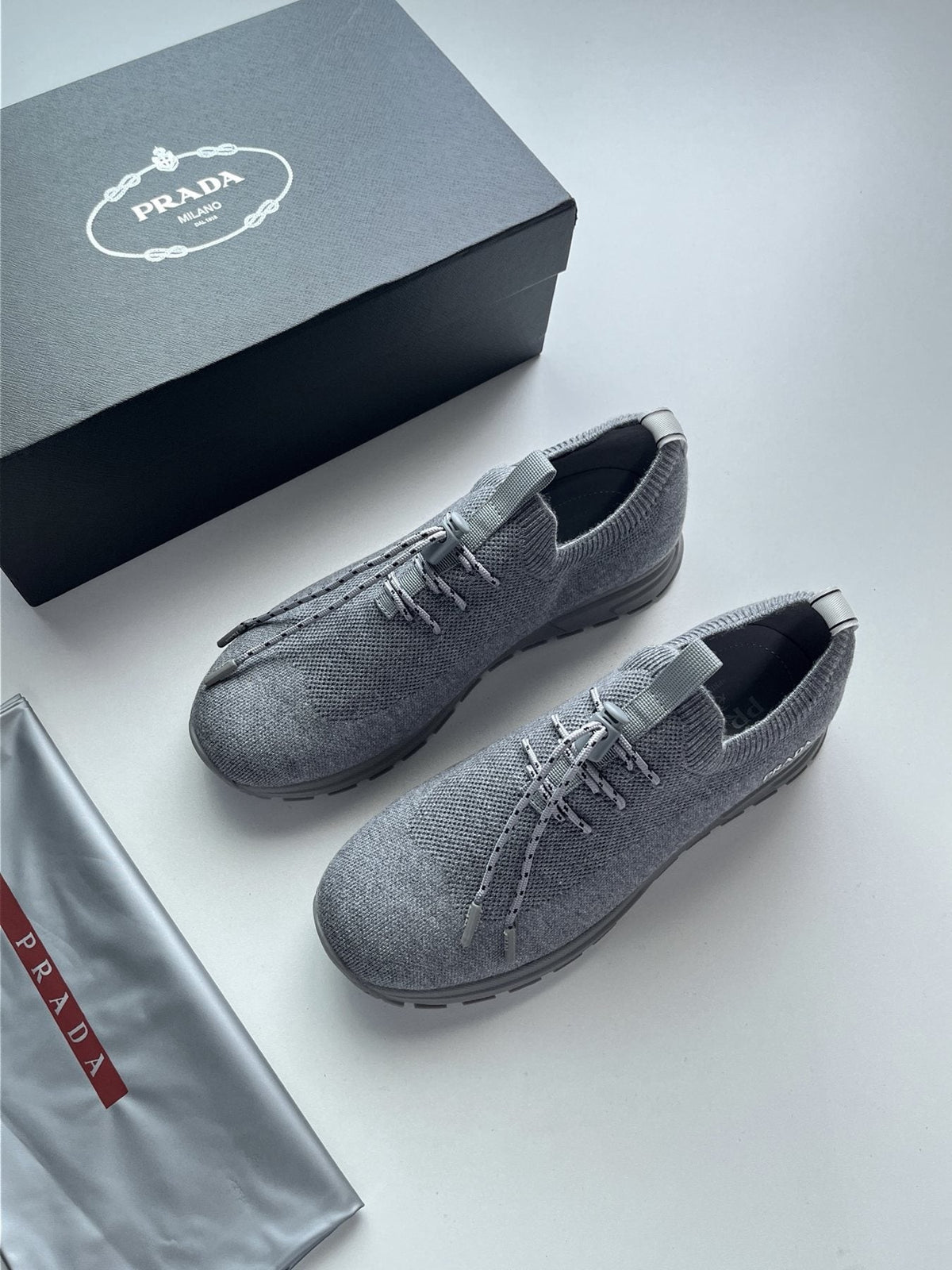 Prada Knit Sock-Style Sneakers — front