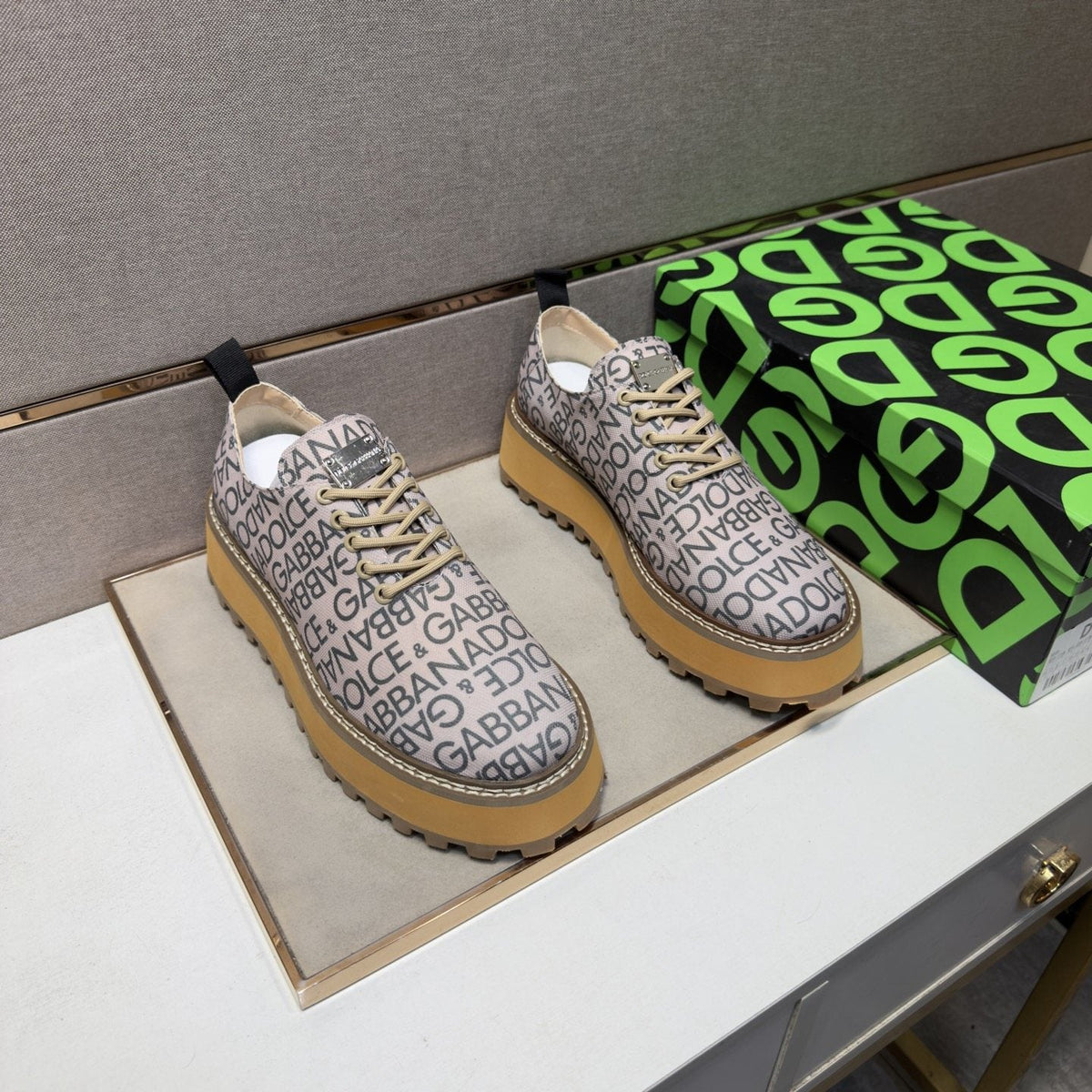 Dolce & Gabbana Letter Print Lug Sole Shoes — front