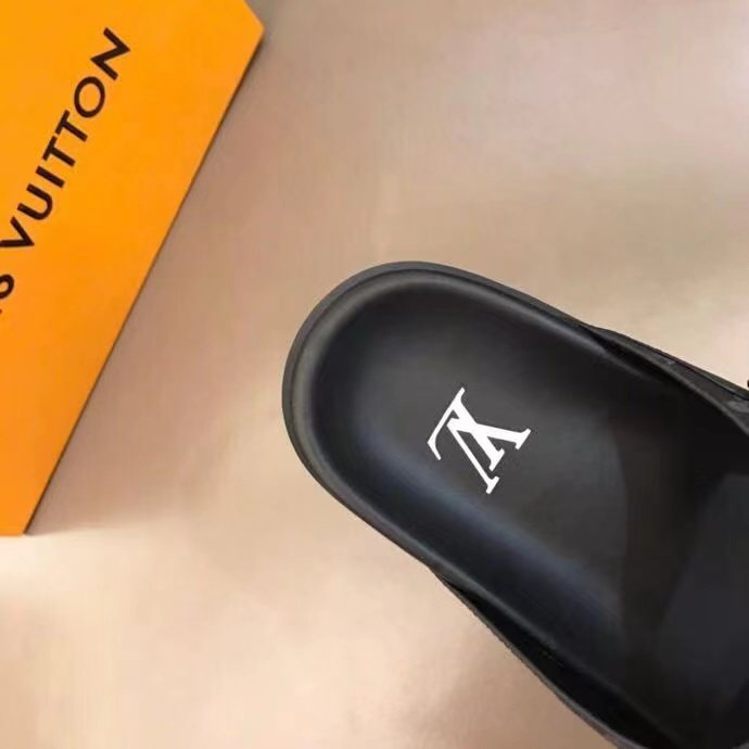 Louis Vuitton Monogram Buckle Slide Sandals — detail
