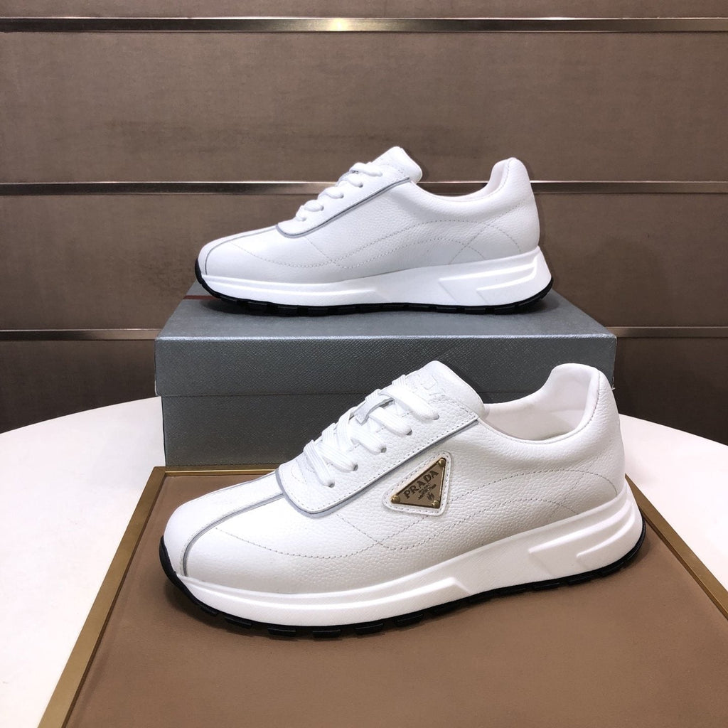 Prada Triangle Plaque Low-Top Sneakers — side