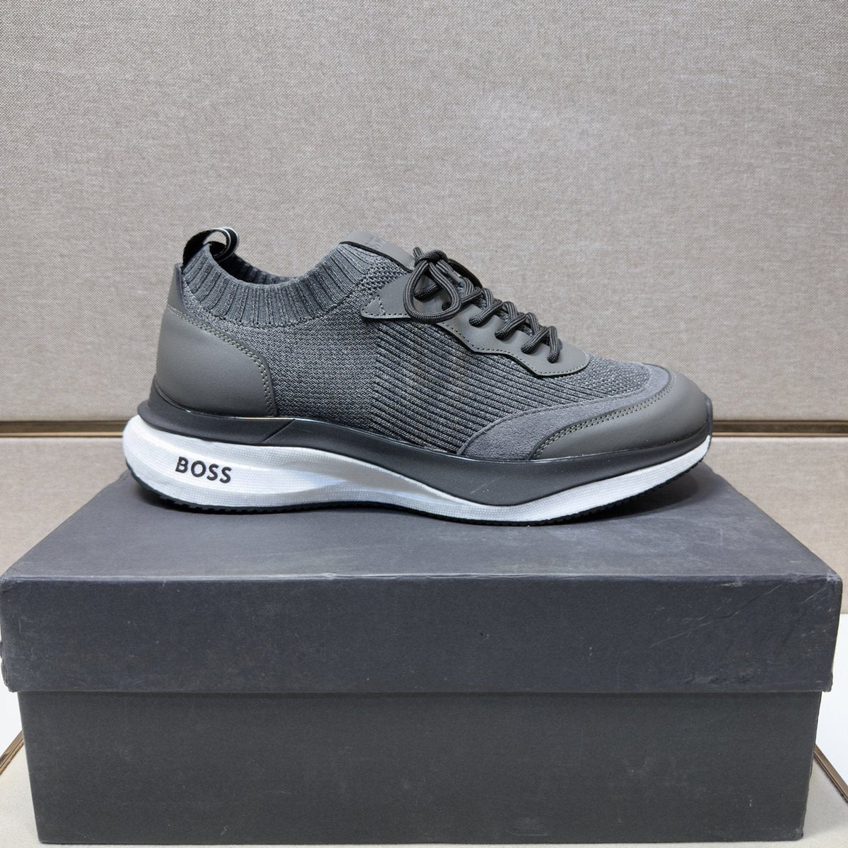 Hugo Boss Mixed-Material Lace-Up Sneakers — front
