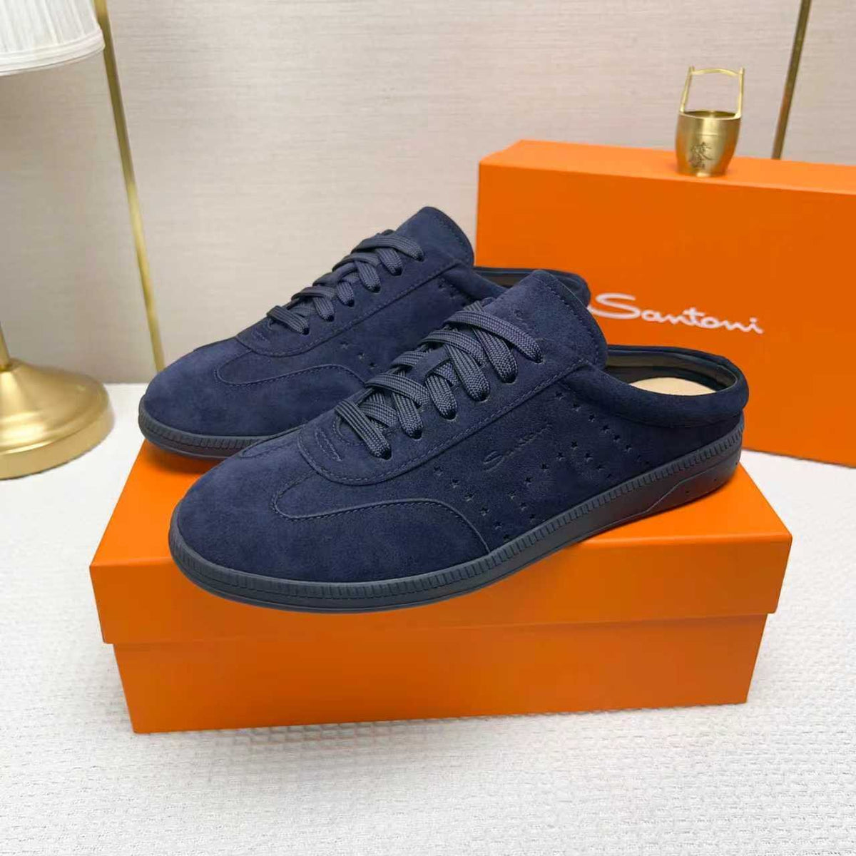 Santoni Perforated Low-Top Sneakers — front