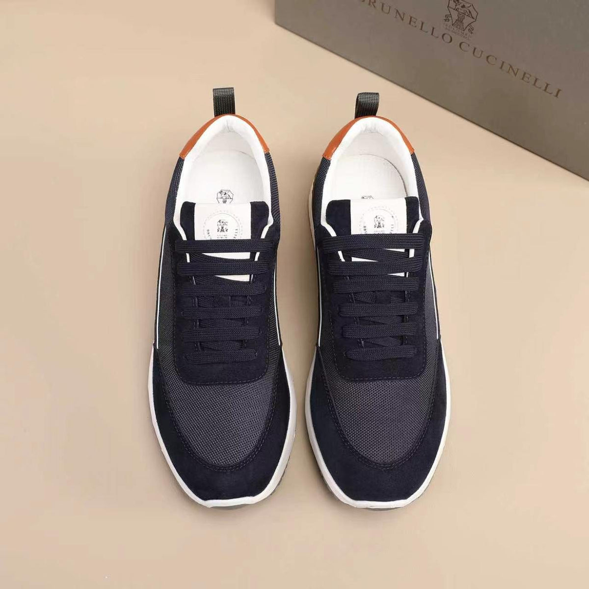 Brunello Cucinelli Suede-Trim Low-Top Sneakers — front