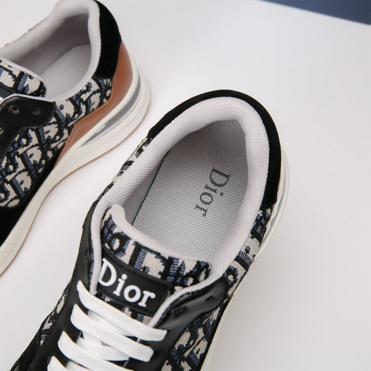 Dior White, Black & Tan Low-Top Sneakers — back