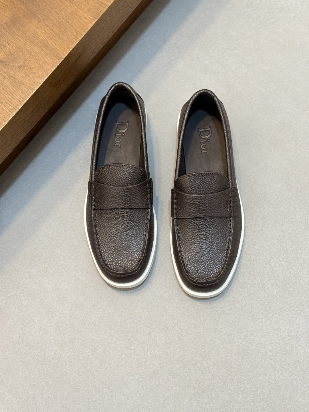Dior Textured Leather Slip-On Shoes — front