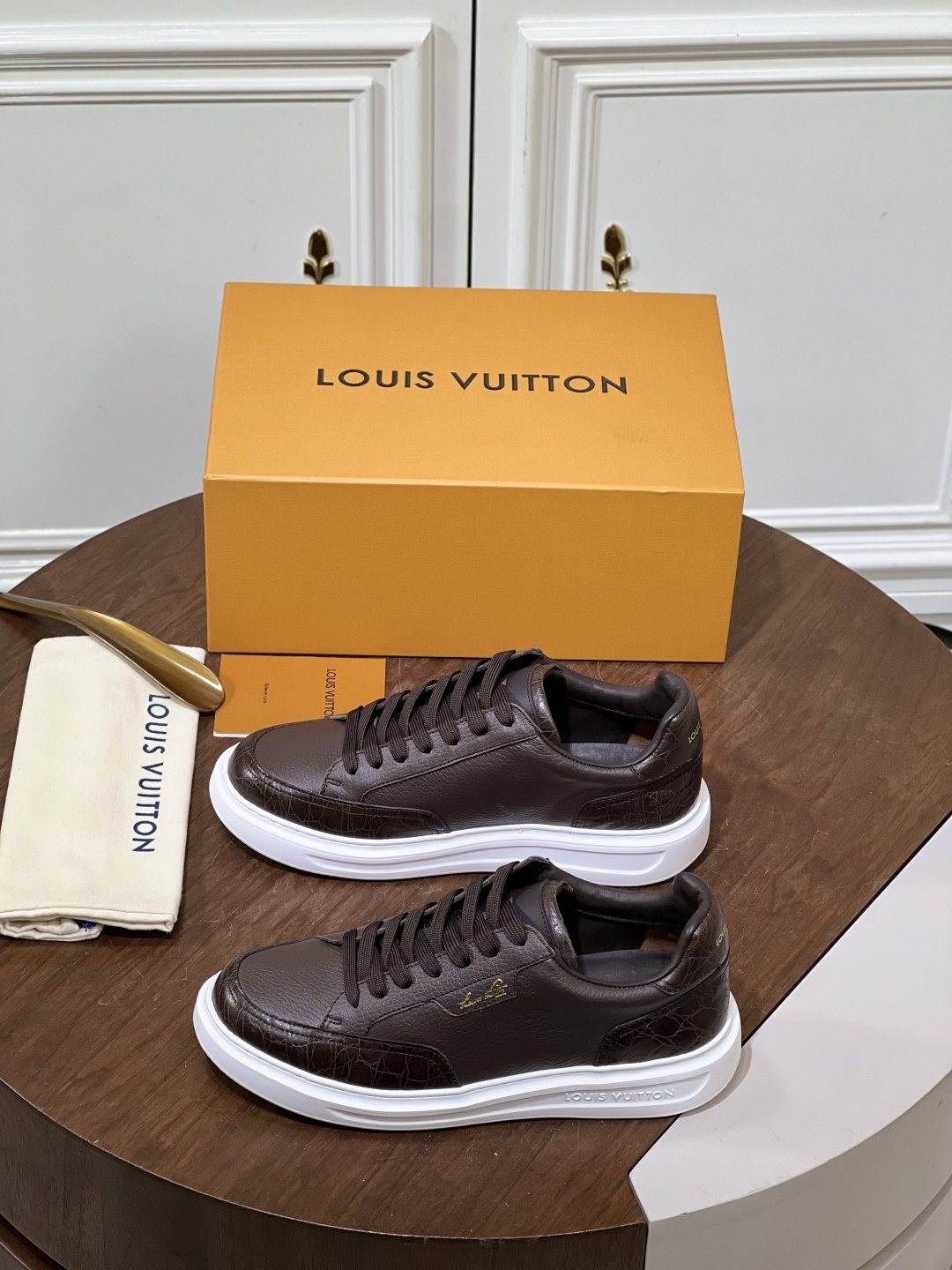 Louis Vuitton Black Low-Top Sneakers — front