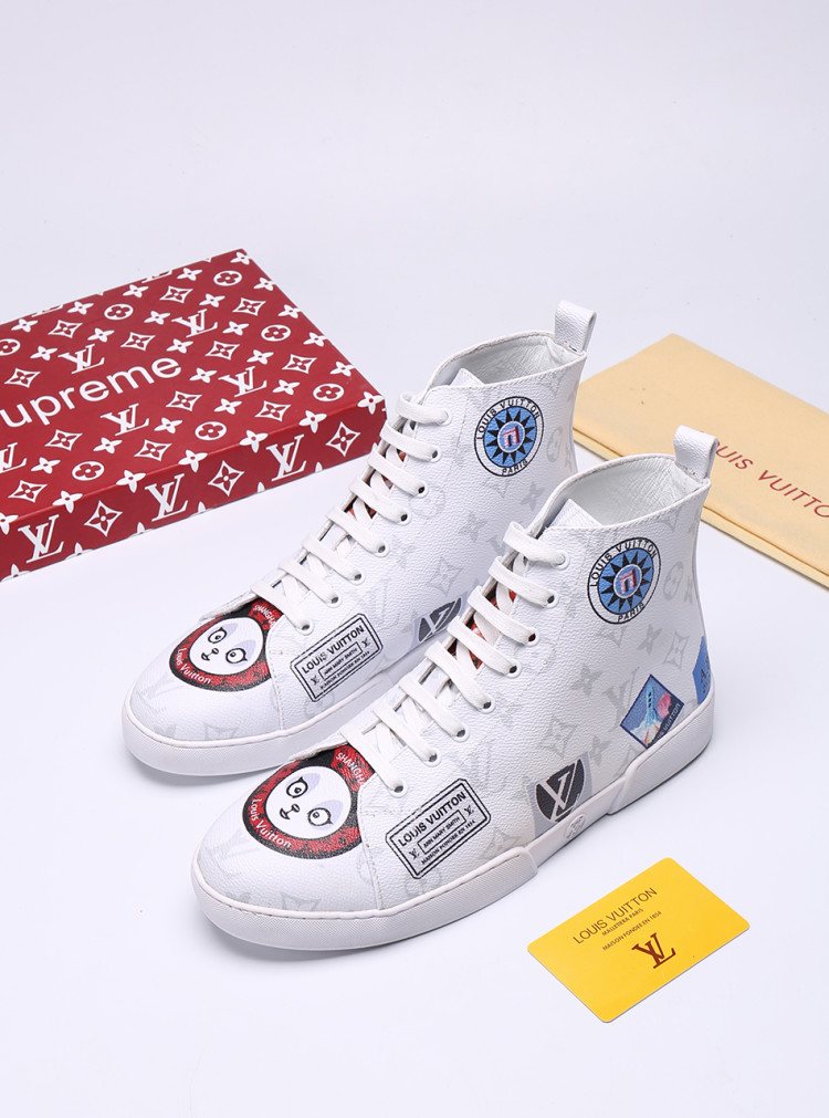Louis Vuitton Graphic Patch High-Top Sneakers — front