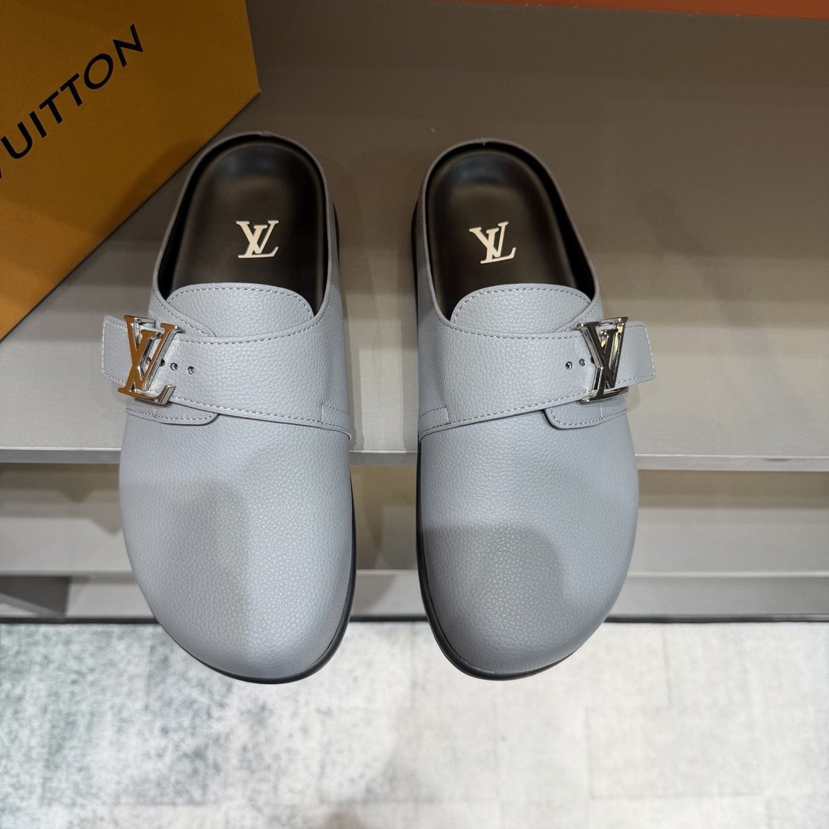 Louis Vuitton Easy Suede Slip-On Sandals — front