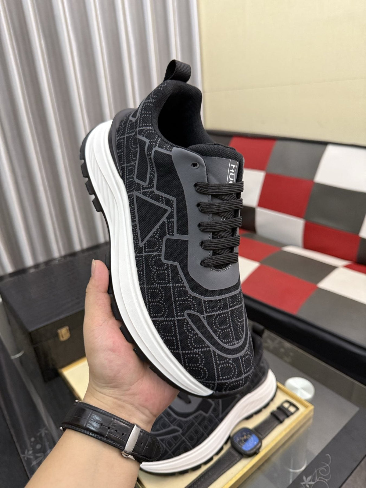 BOSS Patterned Low-Top Sneakers — side