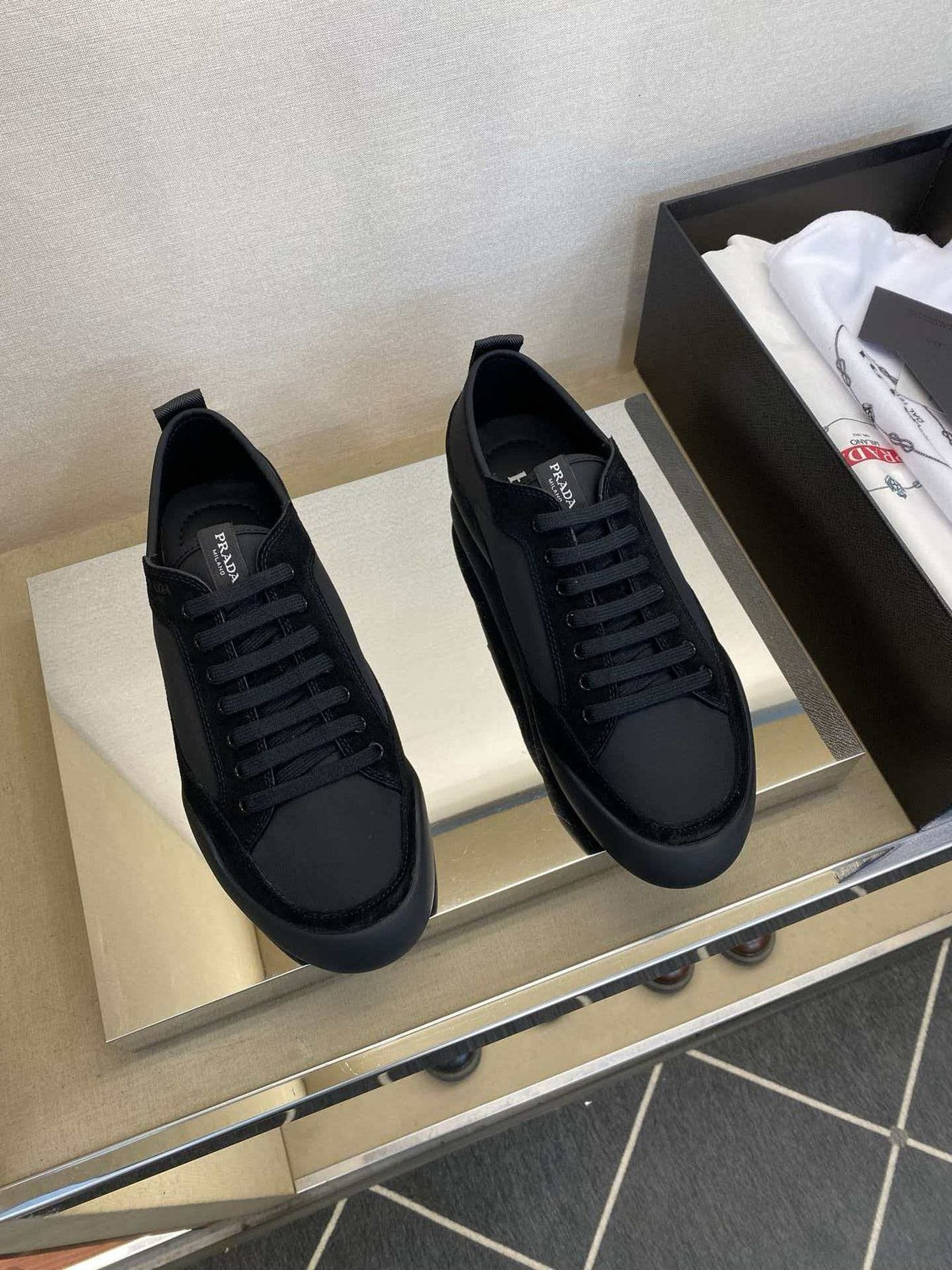 Prada Low-Top Leather Sneakers — front