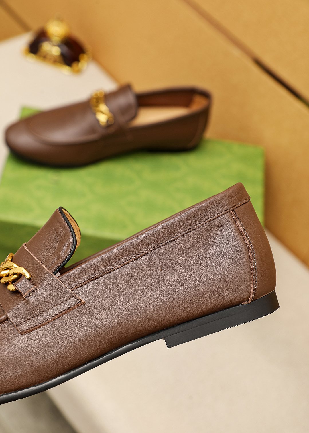 Gucci Leather Chain Loafers — back