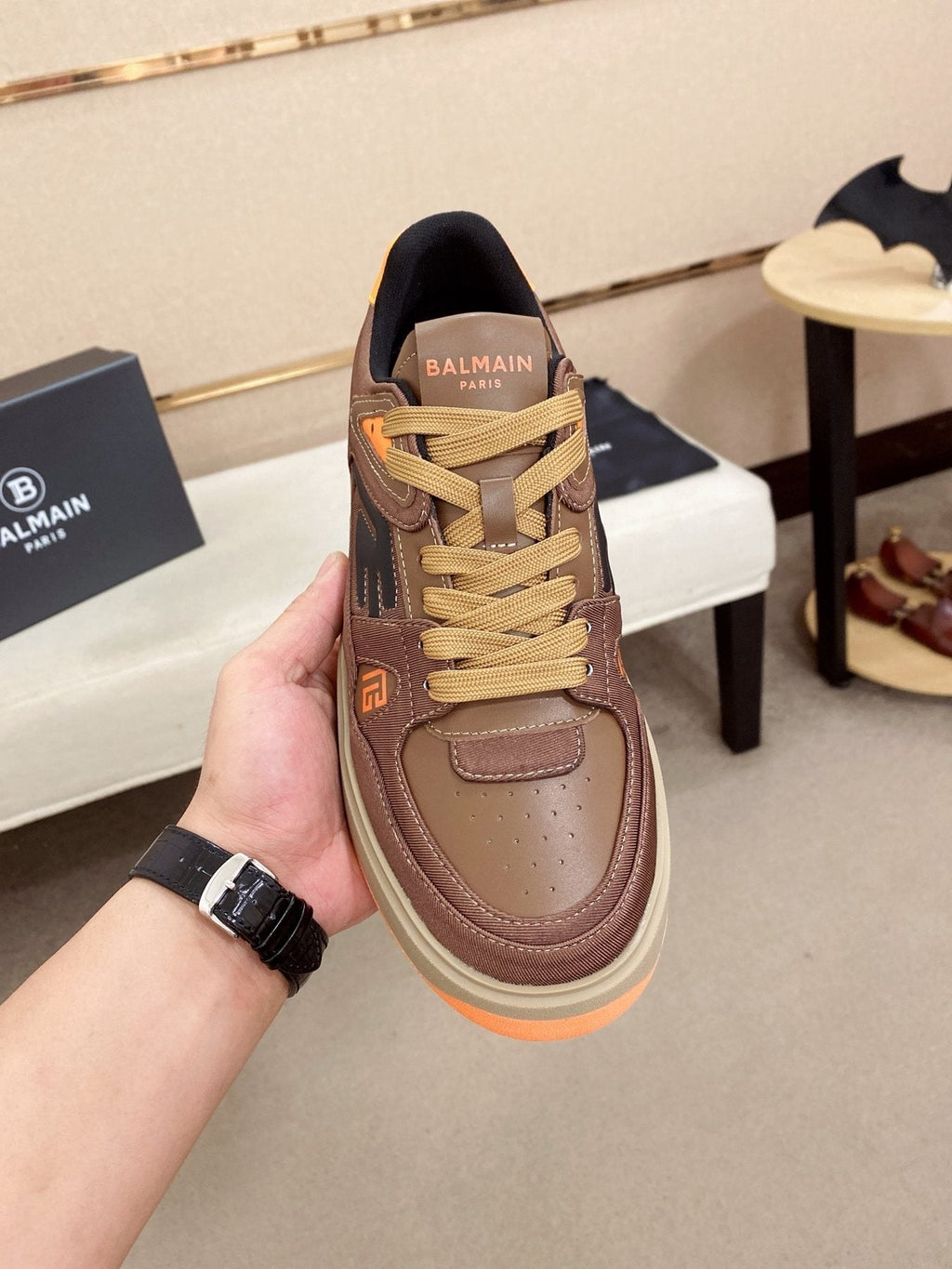 Balmain Color-Block Low-Top Sneakers — front