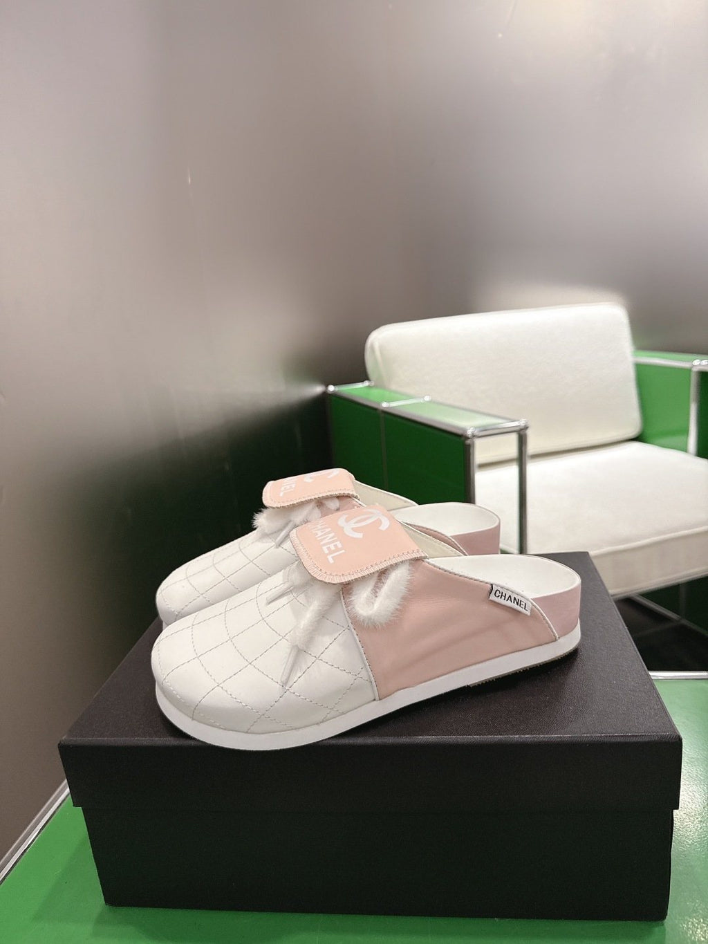 Chanel Quilted Closed-Toe Slip-On Shoes — side