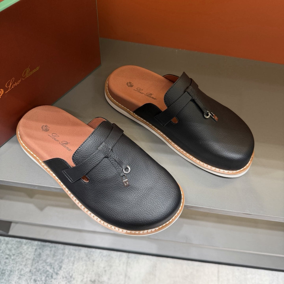 Loro Piana Textured Mule Loafers — front