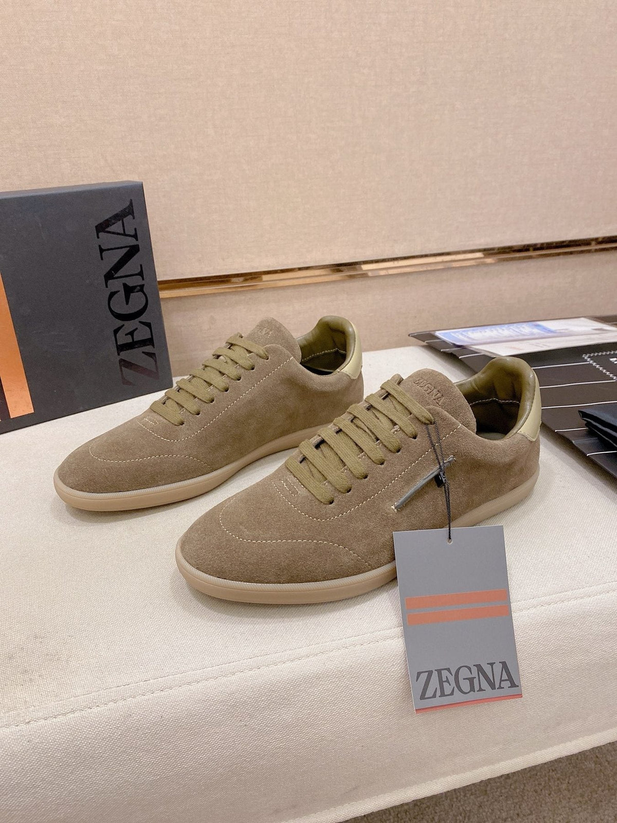 ZEGNA Suede Low-Top Sneakers — front