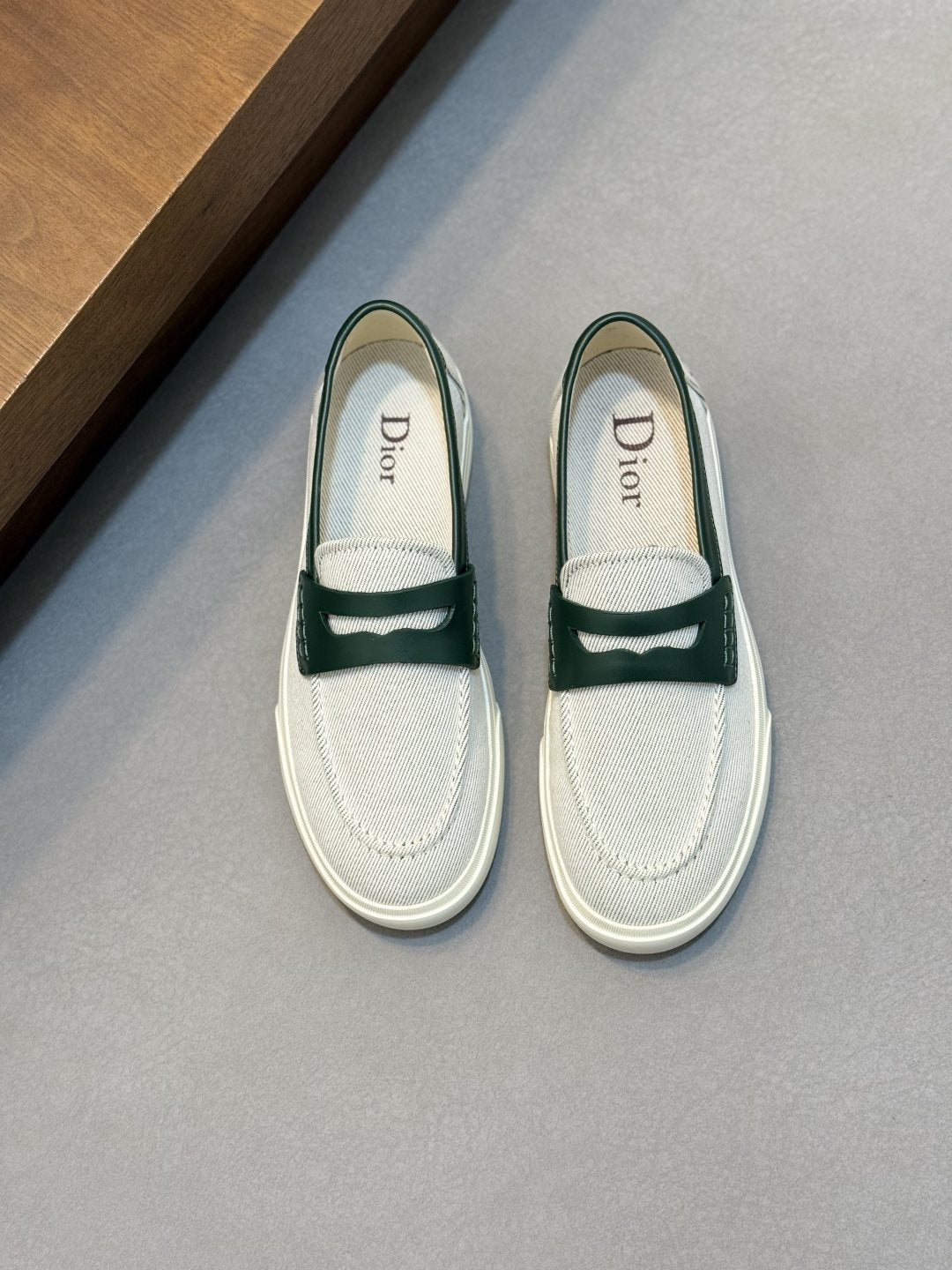 Dior Men's Vamp-Strap Slip-On Shoes — front