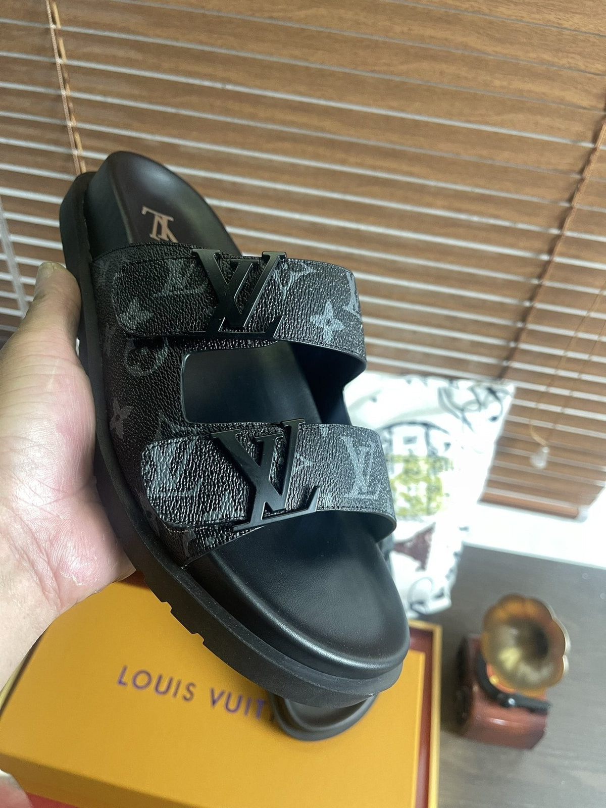 Louis Vuitton Monogram Double-Strap Slide Sandals — front