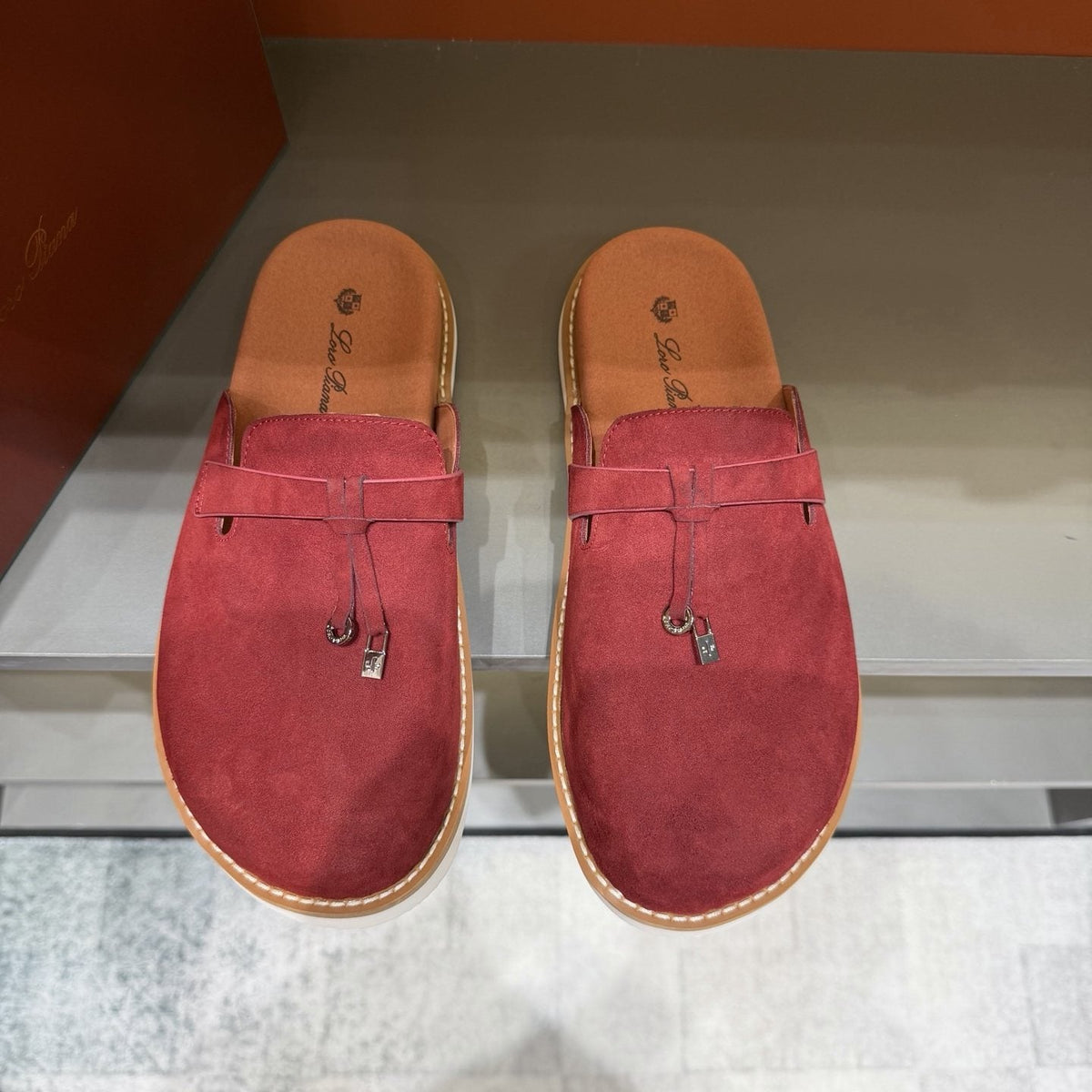 Backless Loafer Mules with Metal Ornament — front