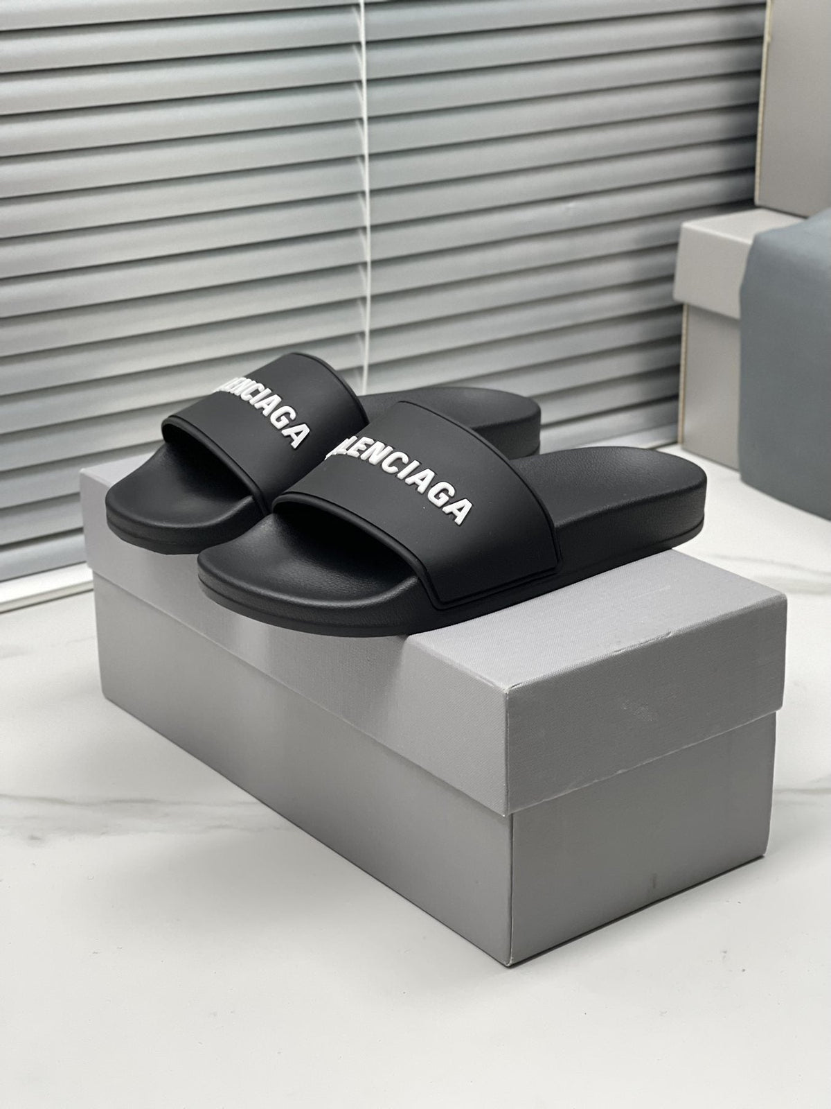 Balenciaga Logo Slide Sandals — front