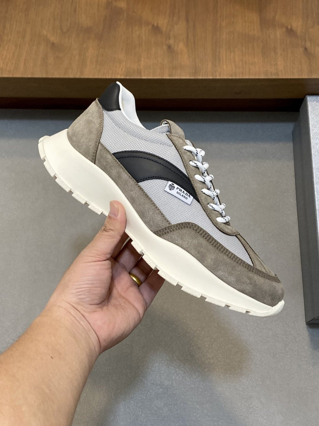 Prada Color-Block Low-Top Sneakers — model