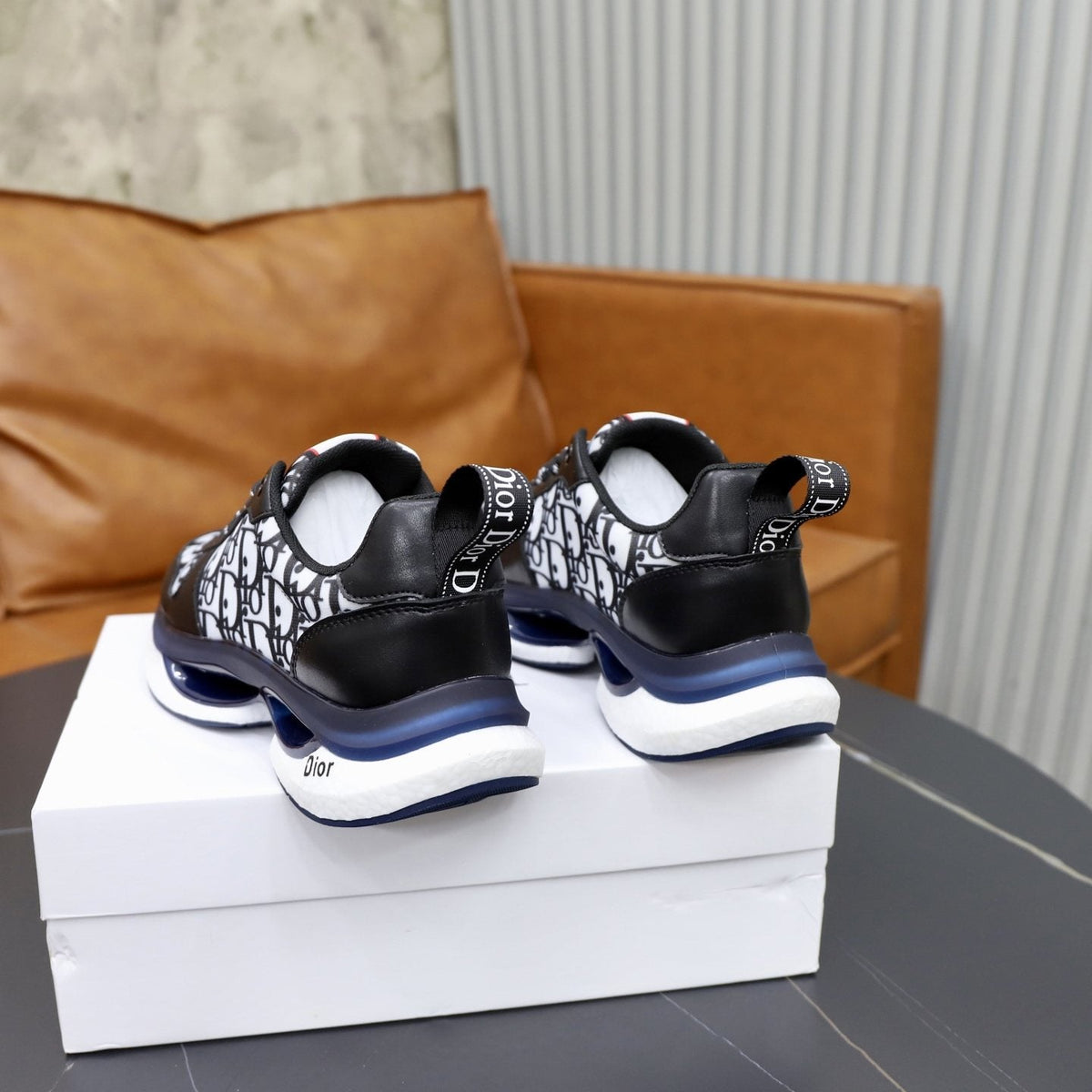 Dior Patterned Lace-Up Sneakers — back