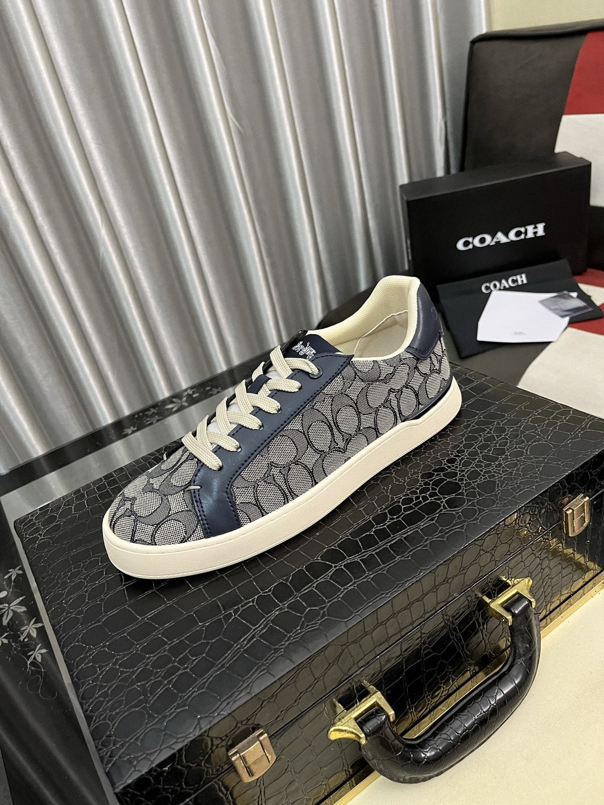 Coach Black and Charcoal Low-Top Sneakers — front