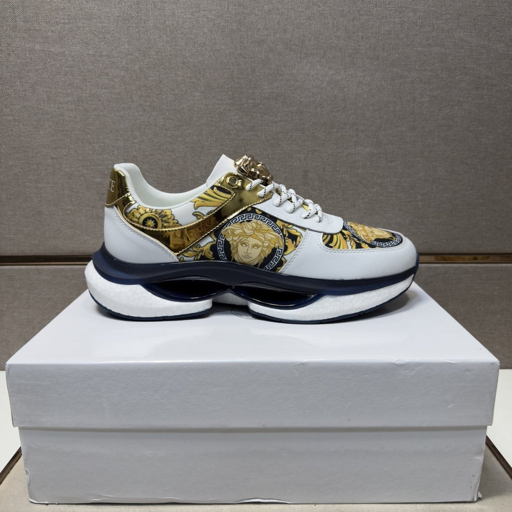 Versace Gold-Panel Low-Top Sneakers — front