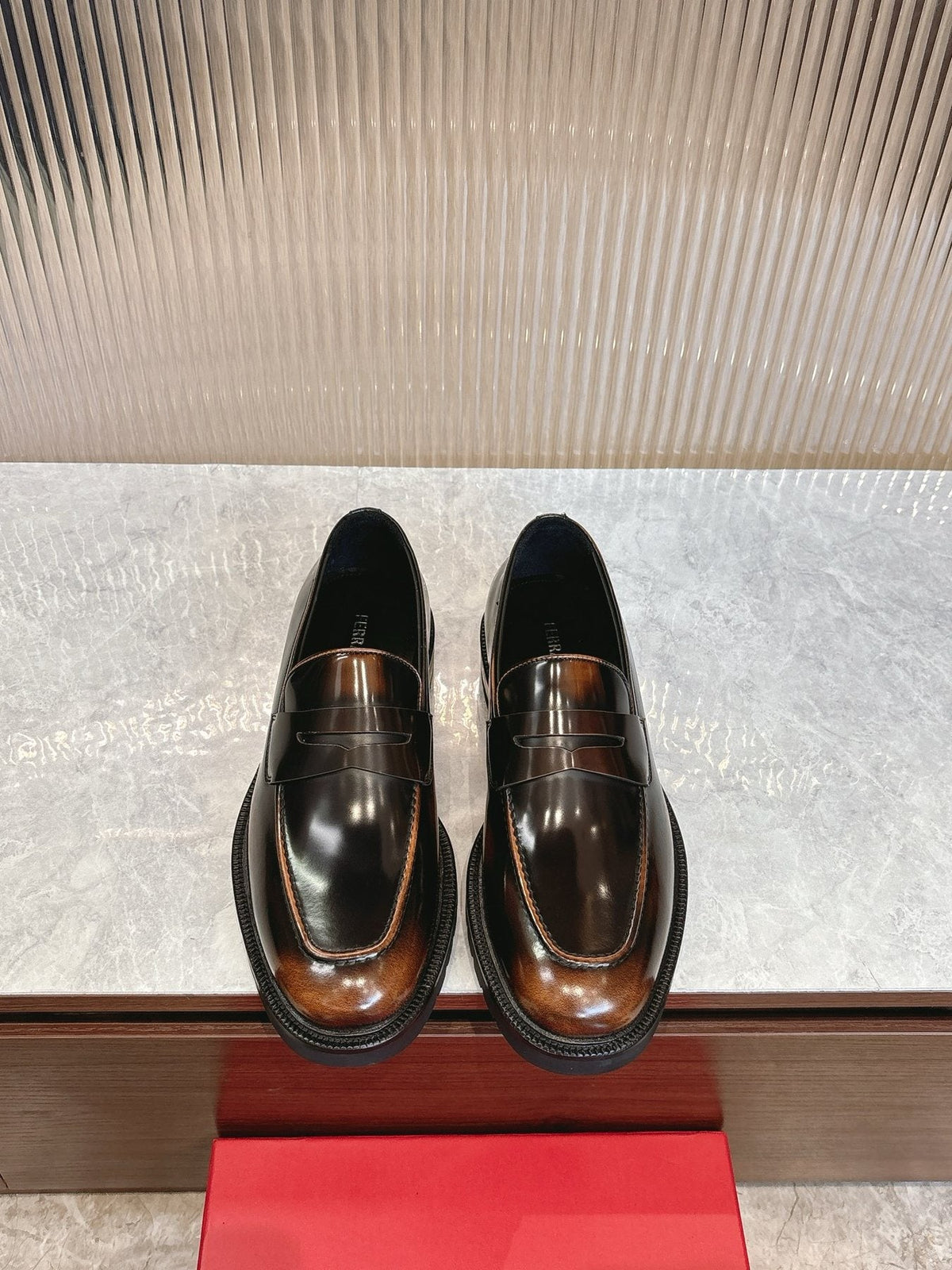 Ferragamo Black Leather Loafers — front