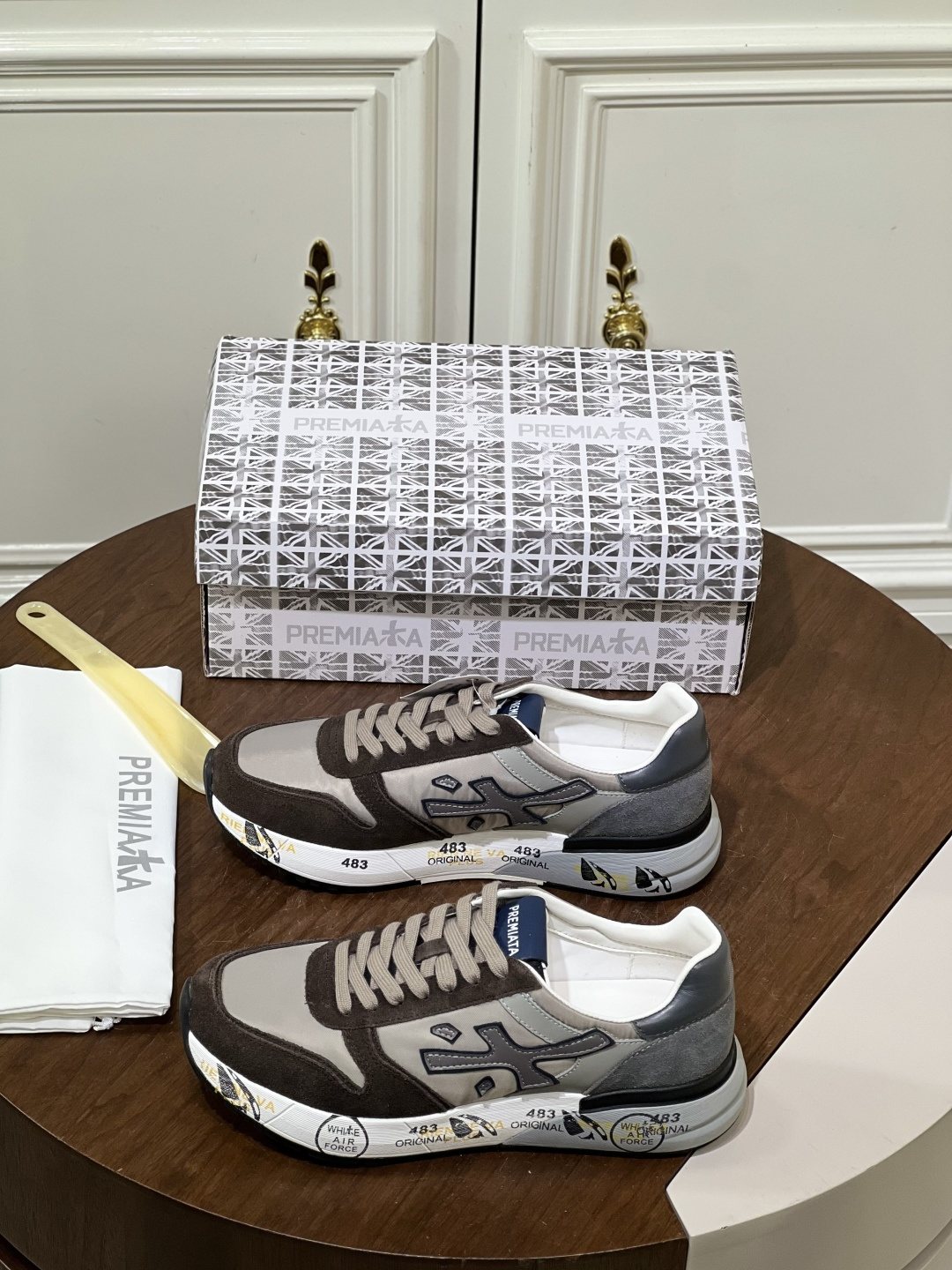 Premiata Contrast Panel Low-Top Sneakers — front