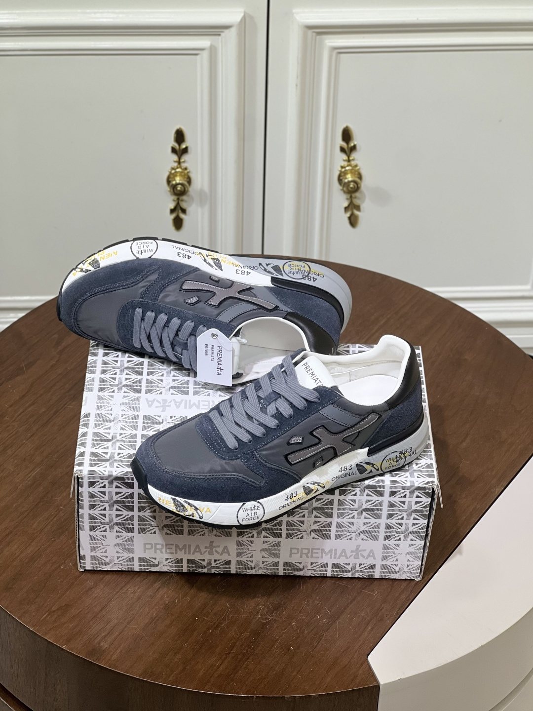 Premiata Contrast Panel Low-Top Sneakers — front