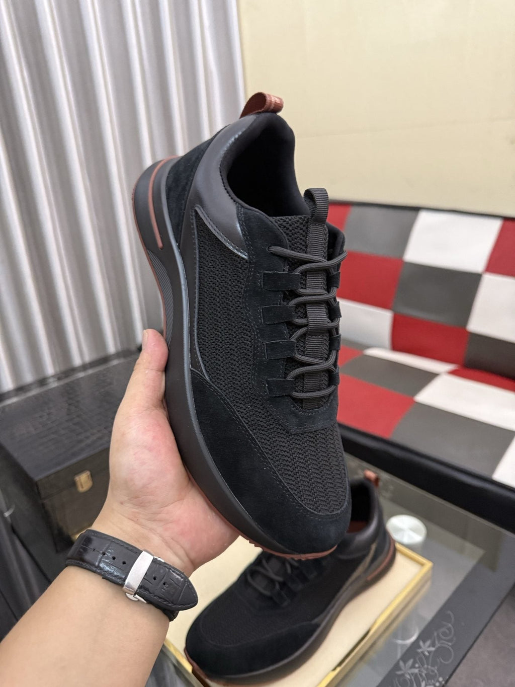Color-Blocked Low-Top Lace-Up Sneakers — side