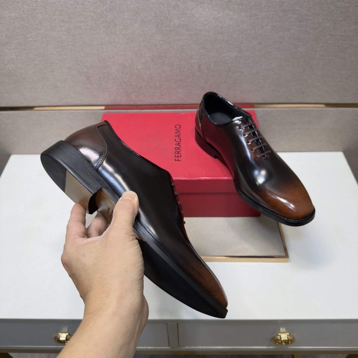 Ferragamo Men's Lace-Up Oxford Shoes — model