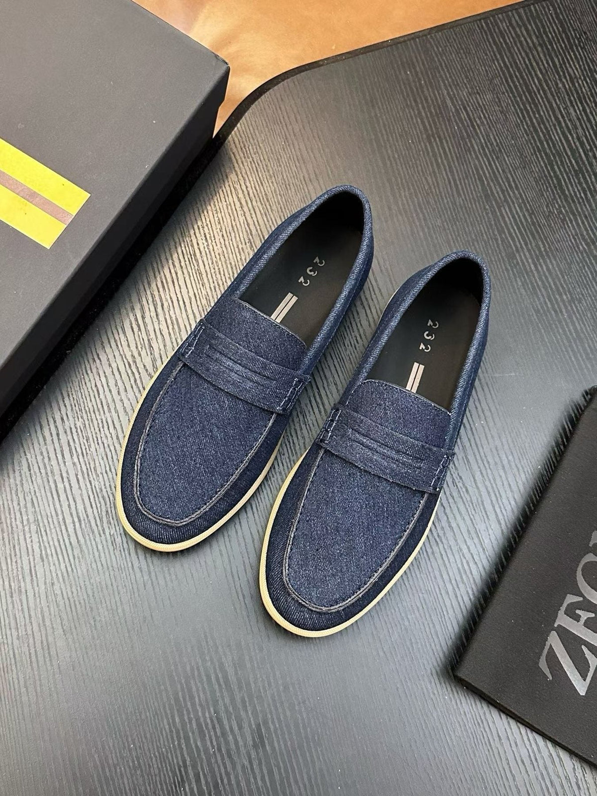 Zegna Textured Leather Strap Loafers — front
