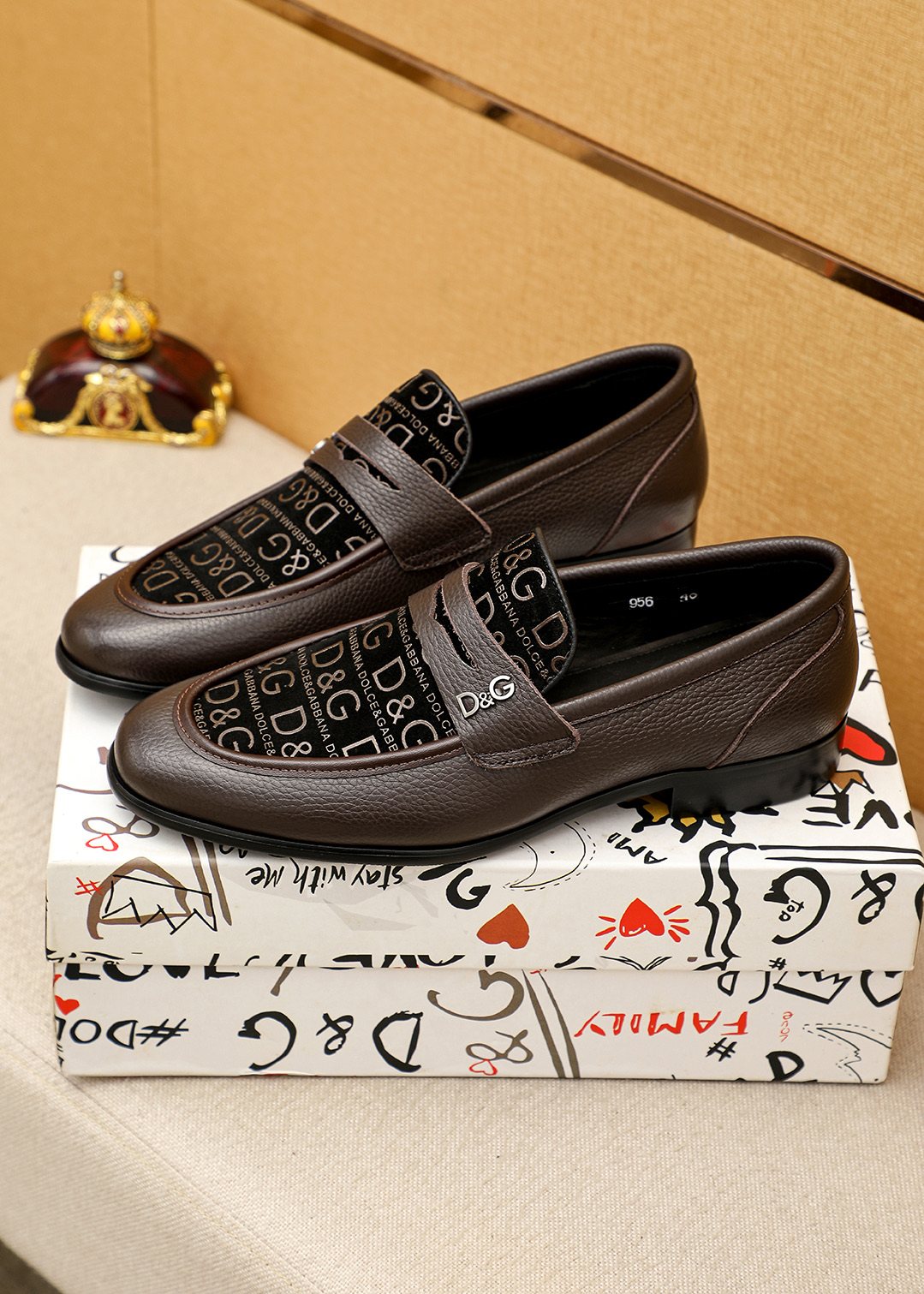 Dolce & Gabbana Text Panel Slip-On Loafers — front