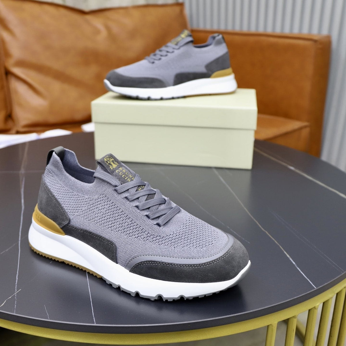 Brunello Cucinelli Knit Low-Top Sneakers — side