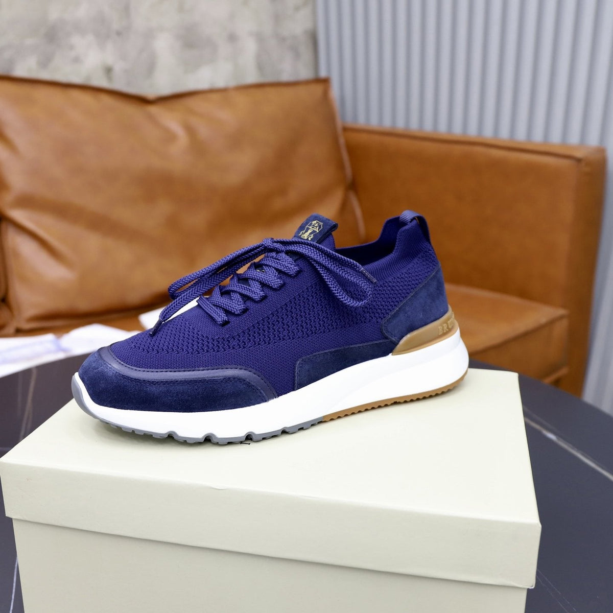 Brunello Cucinelli Knit Low-Top Sneakers — side
