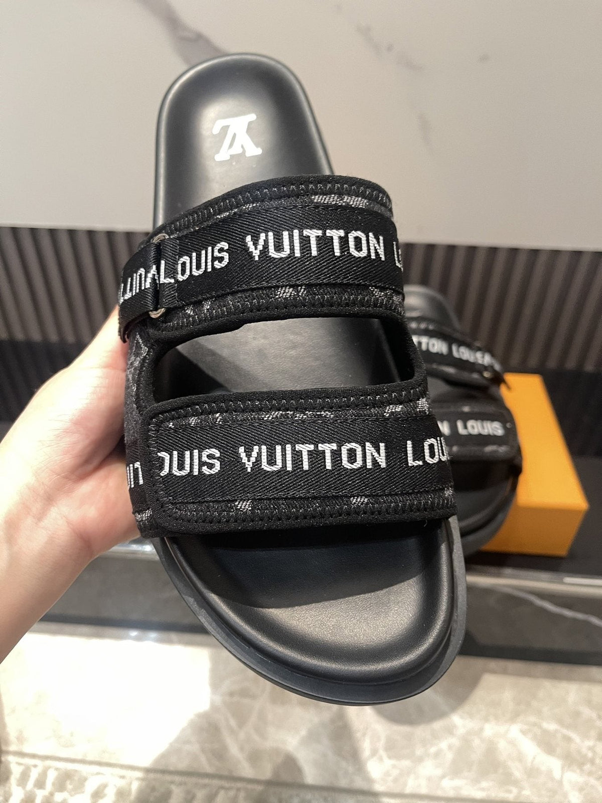 Louis Vuitton Monogram Double-Strap Slide Sandals — front