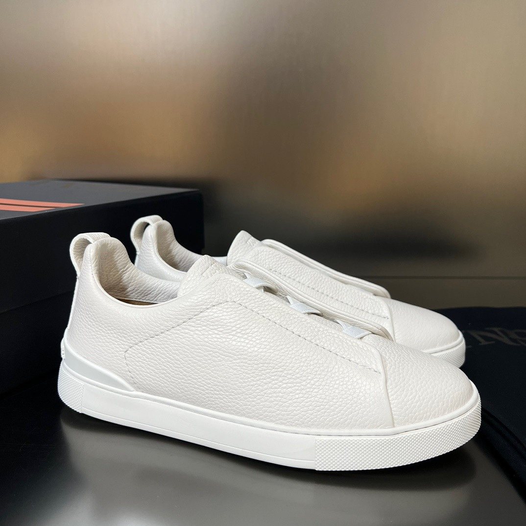 Zegna White Slip-On Sneakers — front