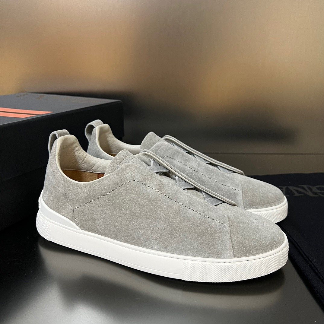 Zegna White Slip-On Sneakers — side